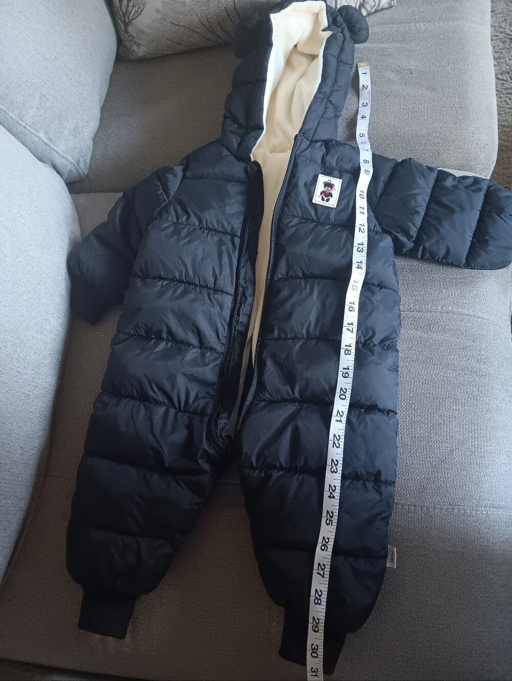 Kids Black Puffer Snowsuit with Hood